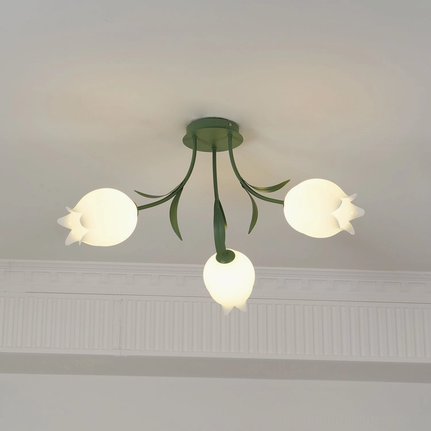 Ricko 3-head light acrylic bell flower frosted white shade