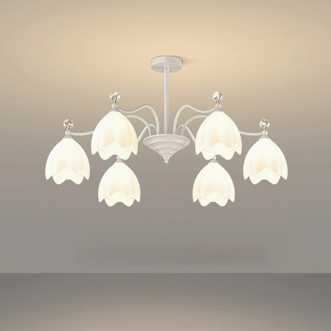 Ricko 6-head Chandelier modern white flower pendant standard dining room lighting fixture