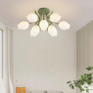 Ricko multi-head ceiling light installed in cream bedroom modern pastoral style
