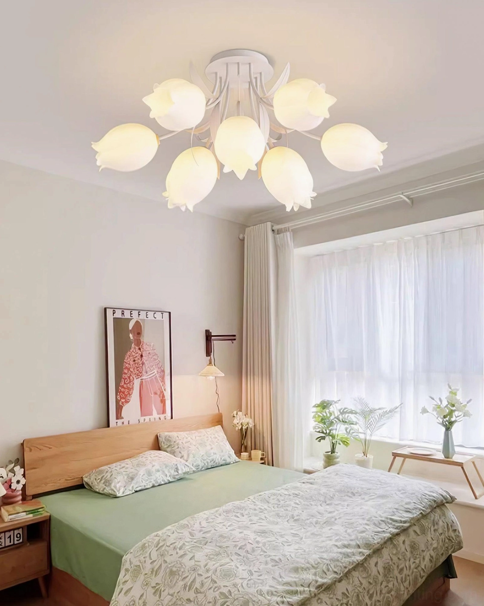 Ricko ceiling light detail shot leaf structure acrylic bell flower