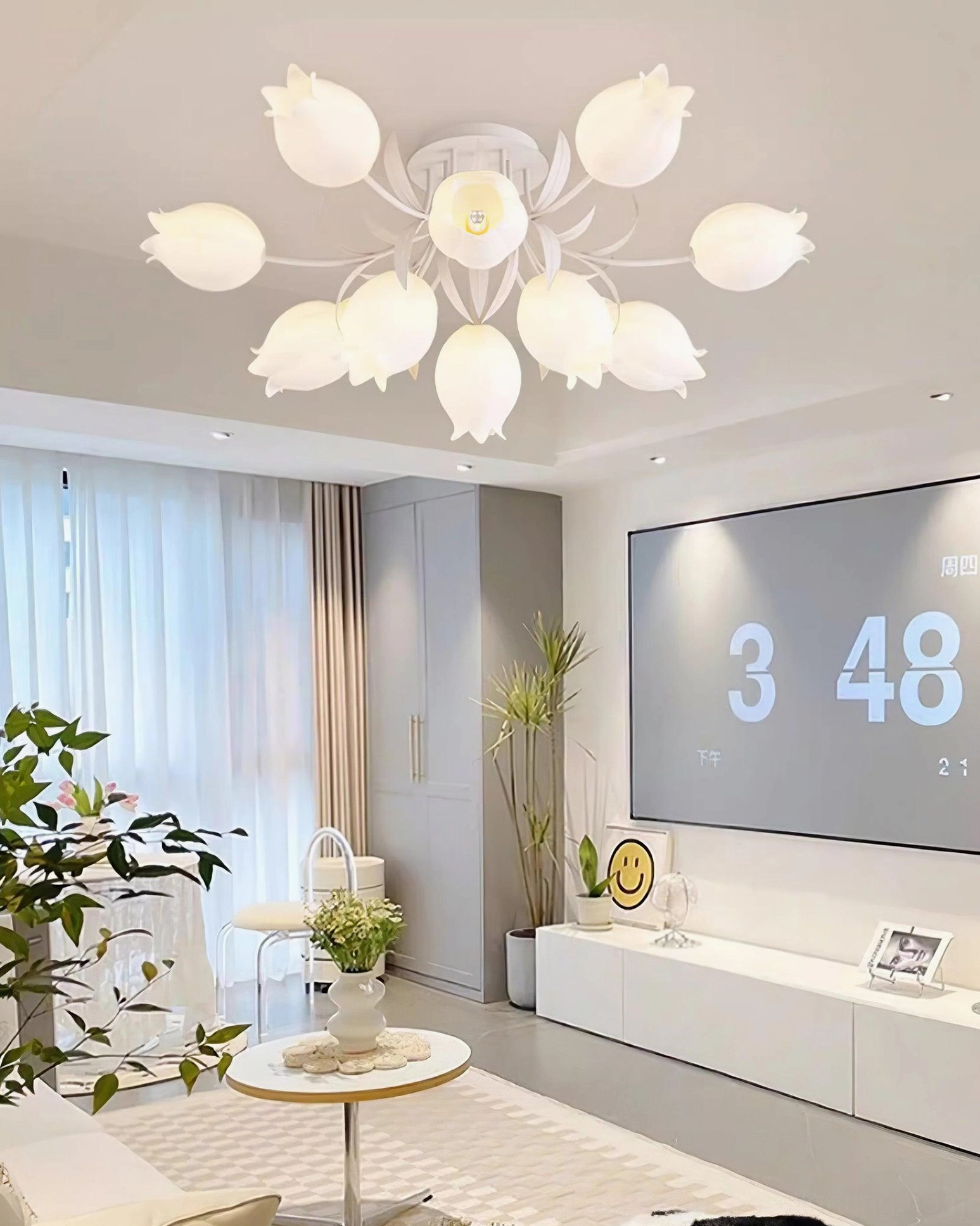 Ricko ceiling light cream living room television wall minimalist design
