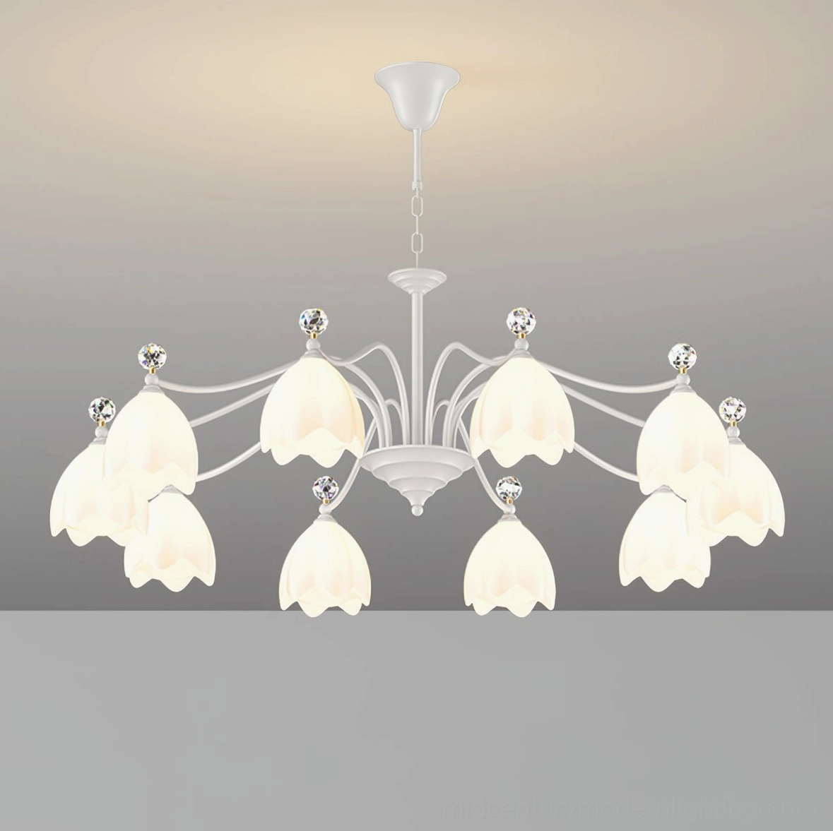 Ricko Modern Chandelier ceiling mounting hardware and suspension rod installation detail