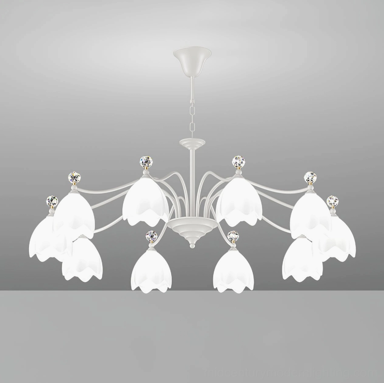 Ricko Modern Flower Chandelier white pendant lighting fixture technical detail view