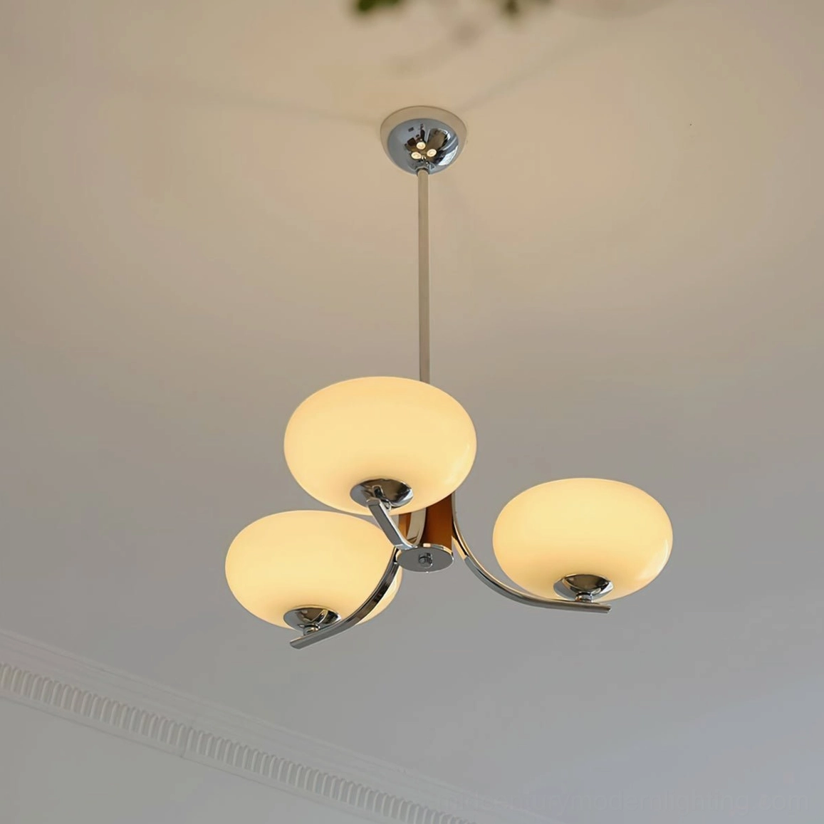 Rico mid-century modern chandelier complete fixture showing all design elements