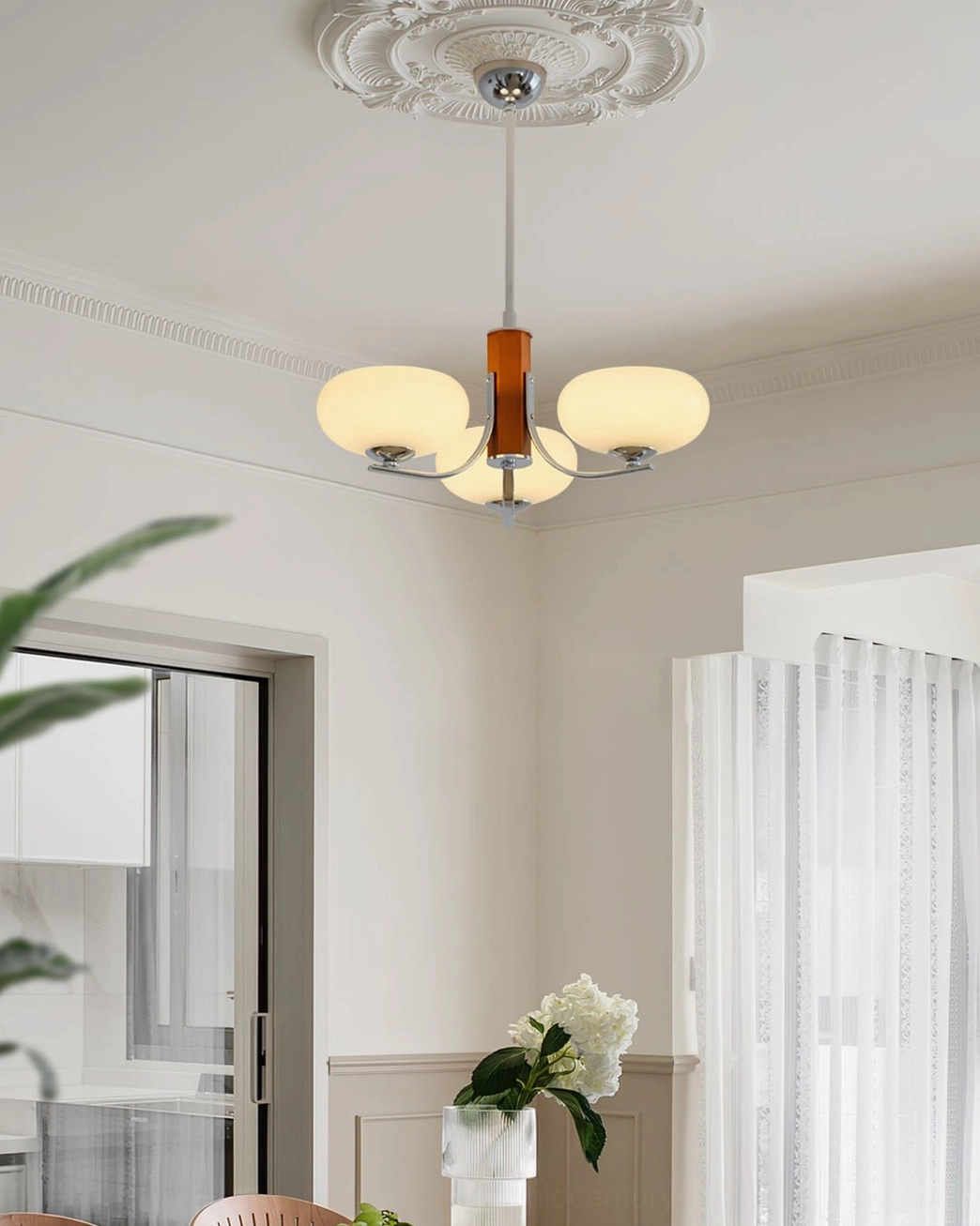 Rico mid-century modern chandelier product photography showcasing design and proportions