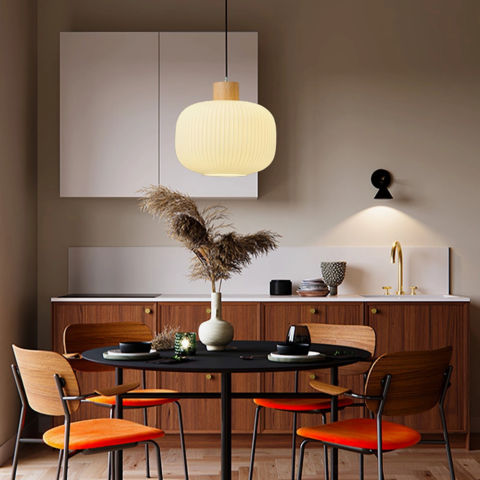 Rime pendant lamp architectural view showing clean lines and handcrafted details