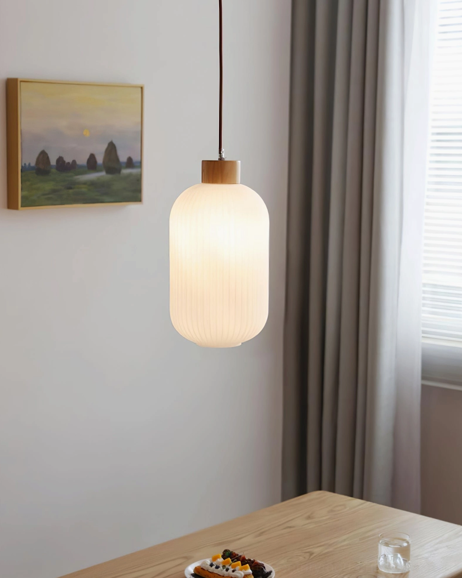 Model A Rime pendant lamp slender profile in narrow kitchen corner installation