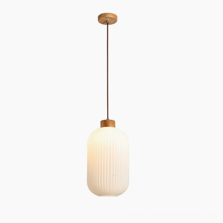 Model A Rime pendant lamp full view with tall slender oval silhouette in interior setting