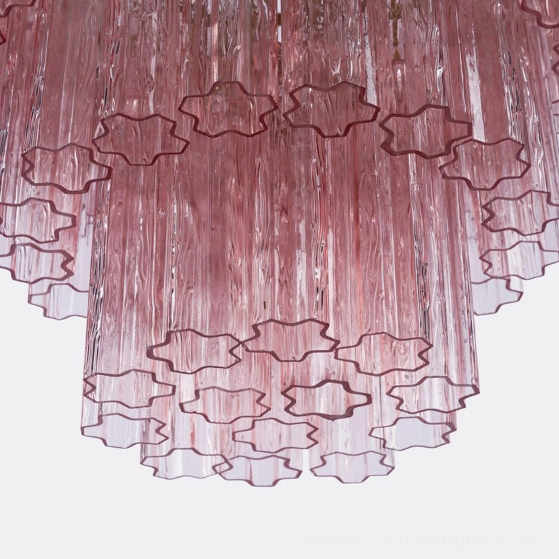 Rina Firenze Murano glass chandelier showing cascading prism layers and light diffusion