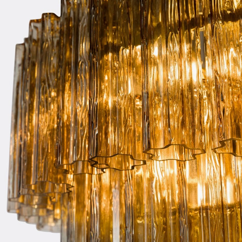 Rina Firenze Murano-style glass chandelier full profile view showing tiered cascading prism design