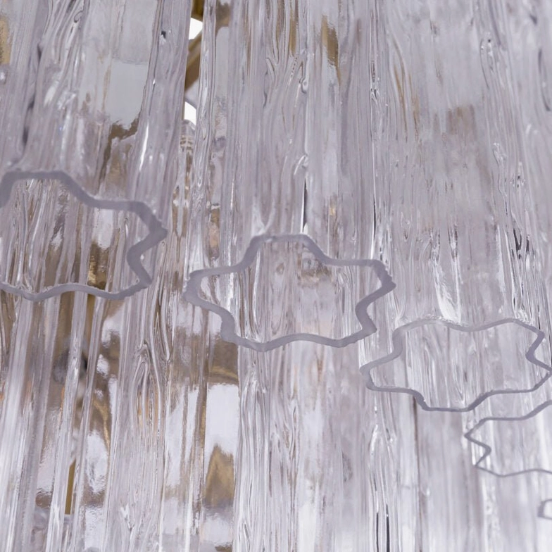 Rina Firenze Murano-inspired glass chandelier showcasing artisanal hand-crafted prisms