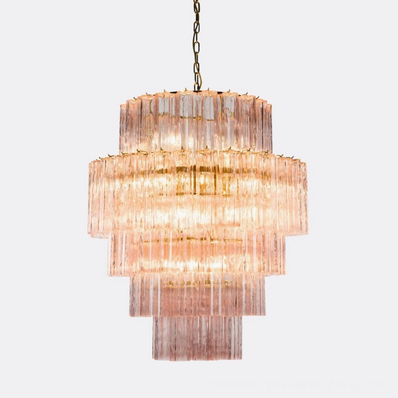 Rina Firenze hand-shaped Murano glass tiered chandelier showing individual artisanal character