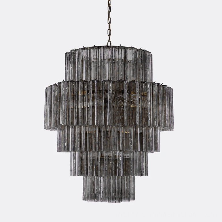 Smoke gray and gold Rina Firenze Murano glass chandelier elegant neutral tone