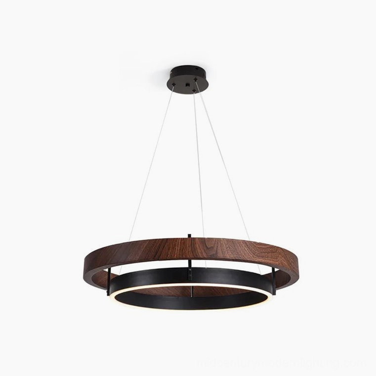 Ring Dunst 23.6 inch small size LED chandelier walnut and matte black finish option