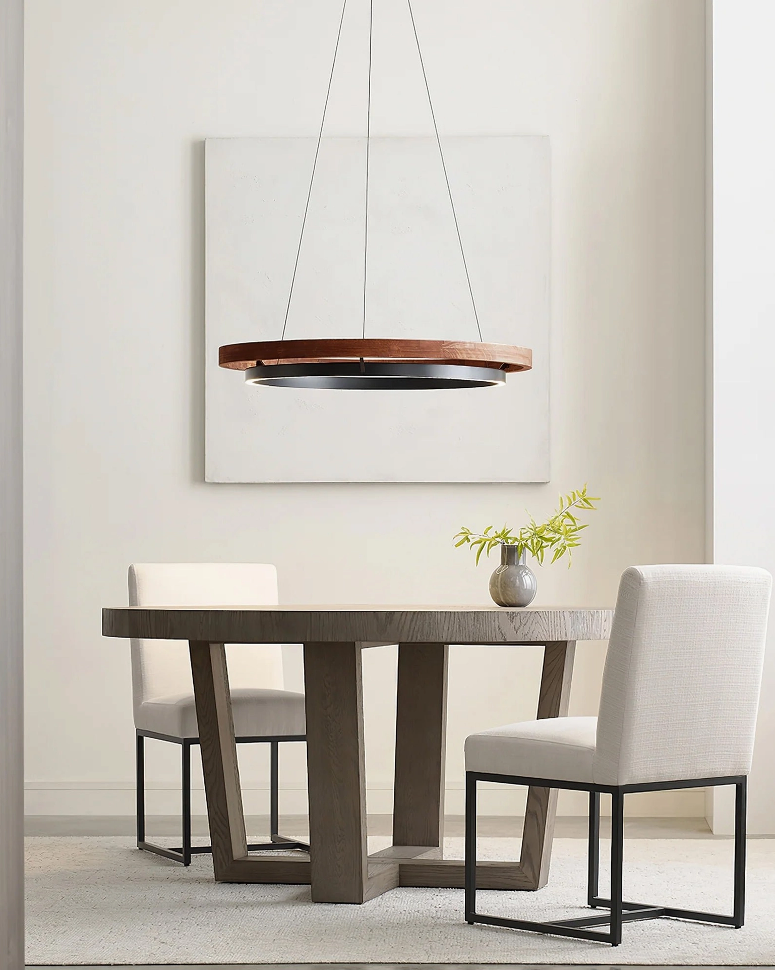 Ring Dunst LED chandelier technical side profile showing 4.3 inch low-profile silhouette design