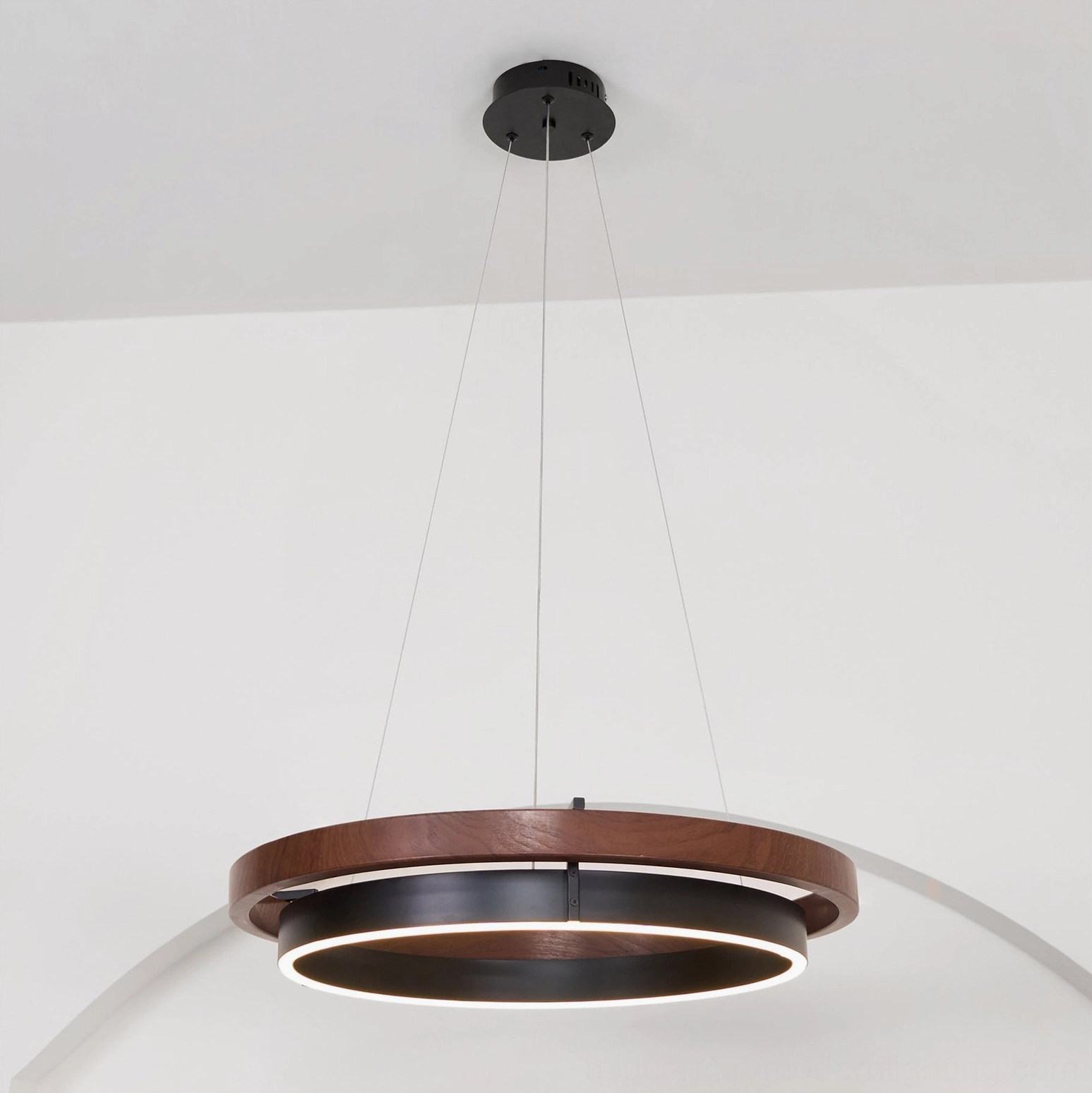 Ring Dunst chandelier 39.4 inch large diameter suspended in modern open-plan living area