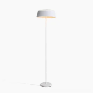 Ring floor lamp white minimalist metal frame pure background studio shot