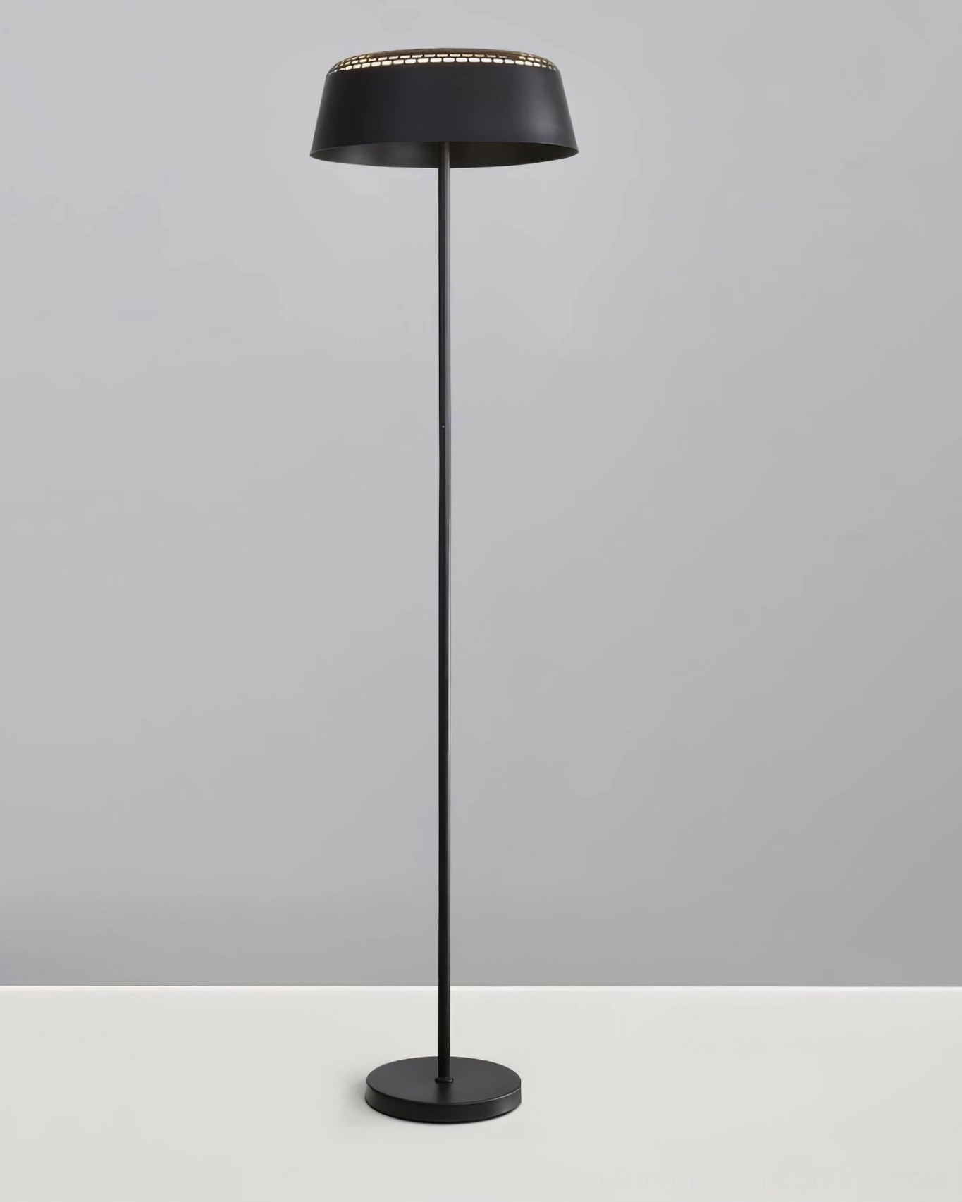 Ring floor lamp silhouette minimalist profile side view elegant