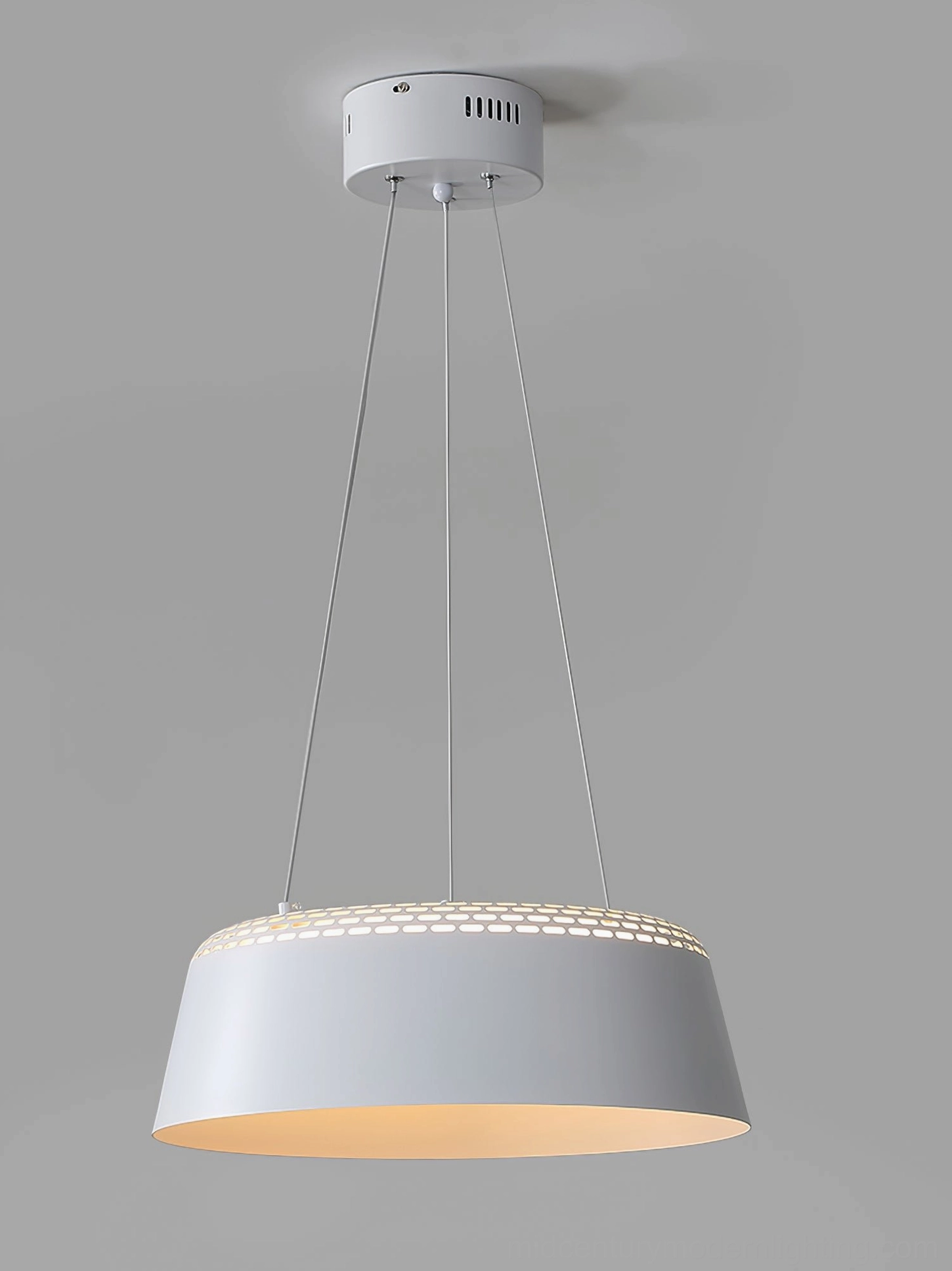 Ring white pendant in modern living space creating ambient atmospheric lighting effect