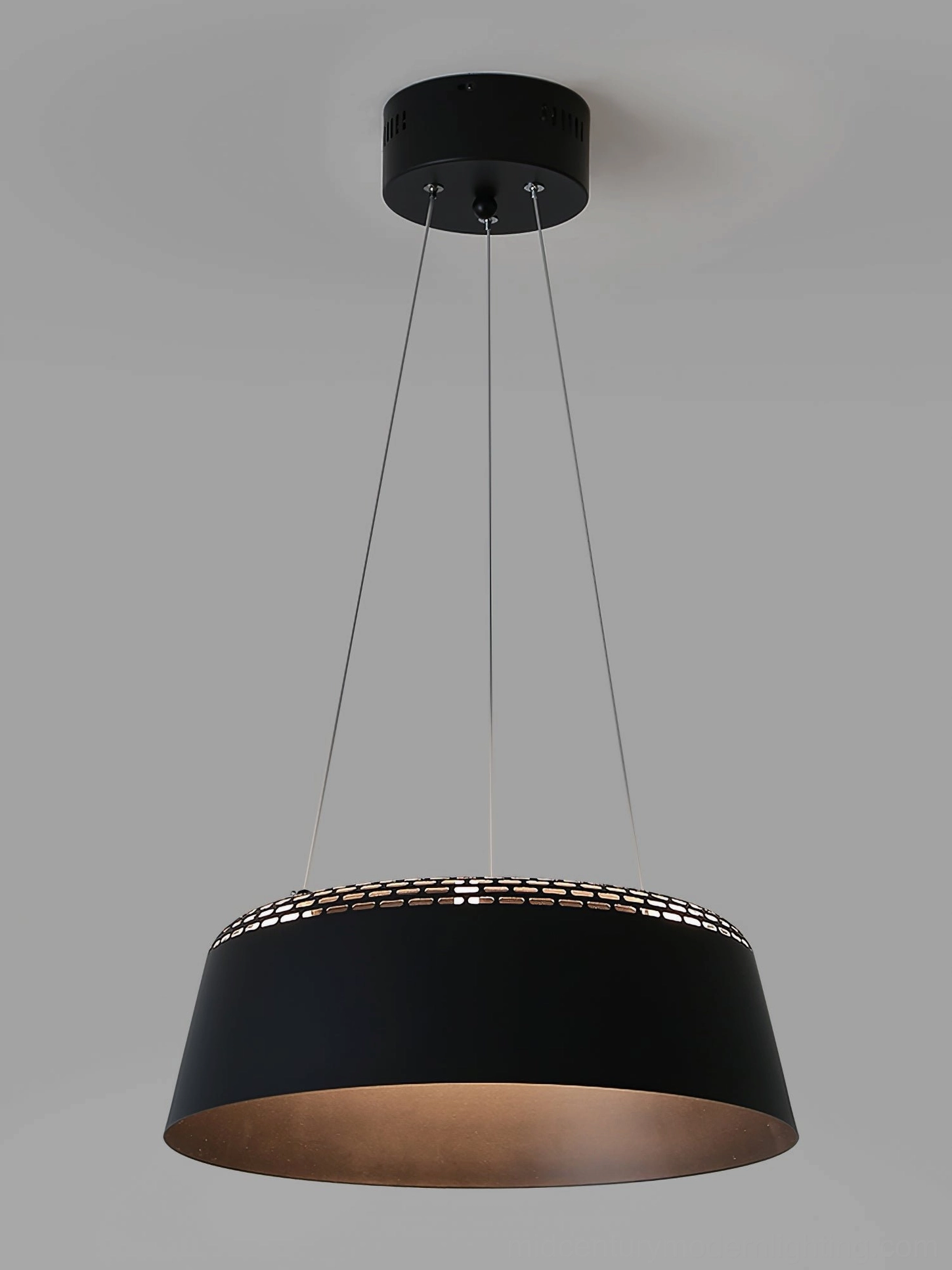 Ring pendant light hero shot showcasing clean minimalist profile and perforated steel design