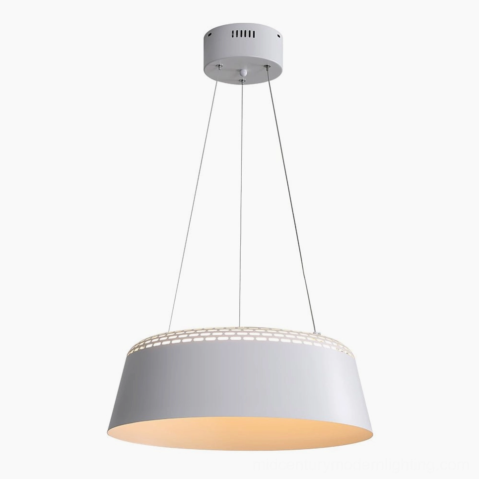 Ring white pendant large size 50cm diameter above formal dining table, statement lighting