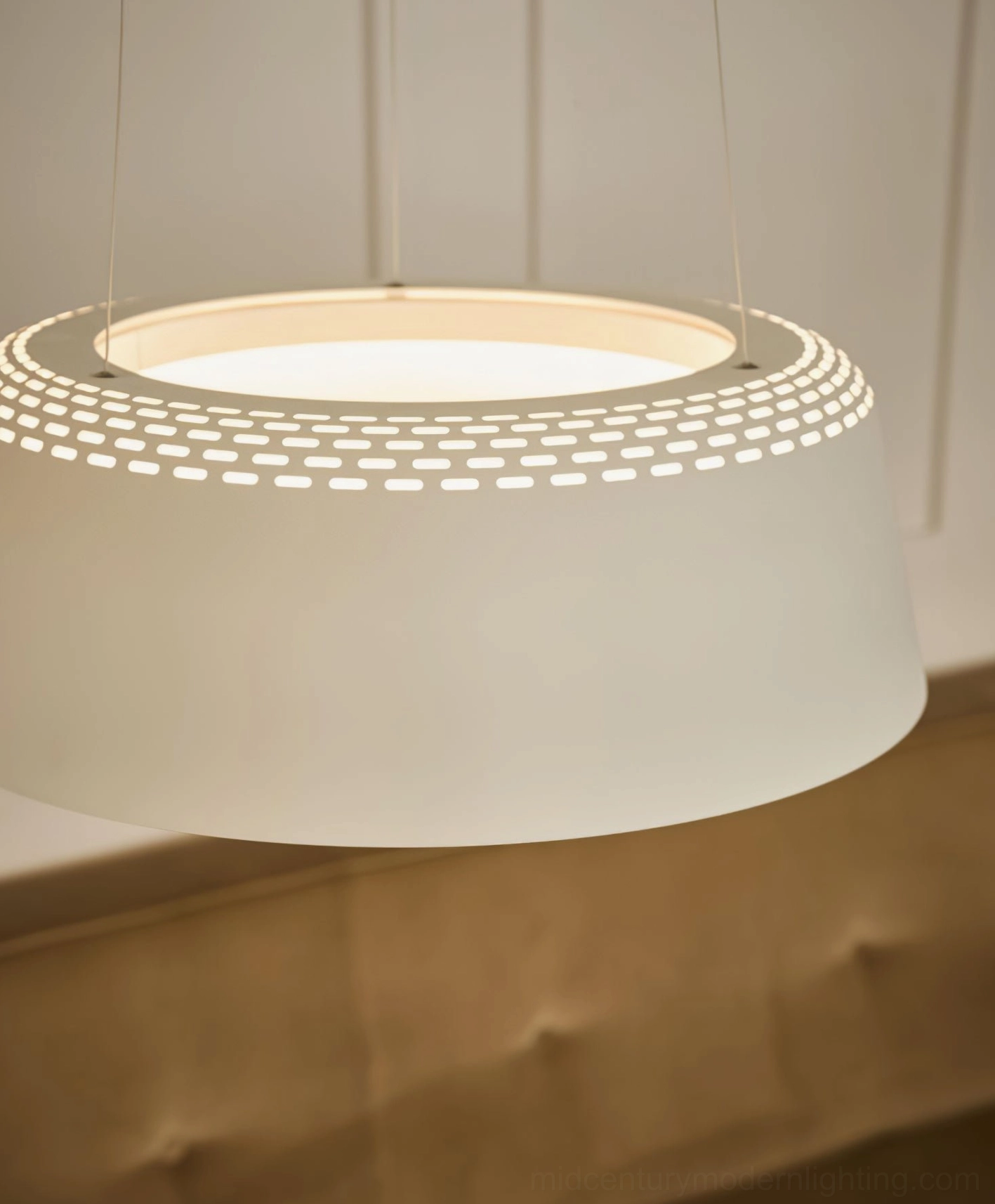 Ring pendant fixture detail showing acrylic diffuser and integrated LED technology