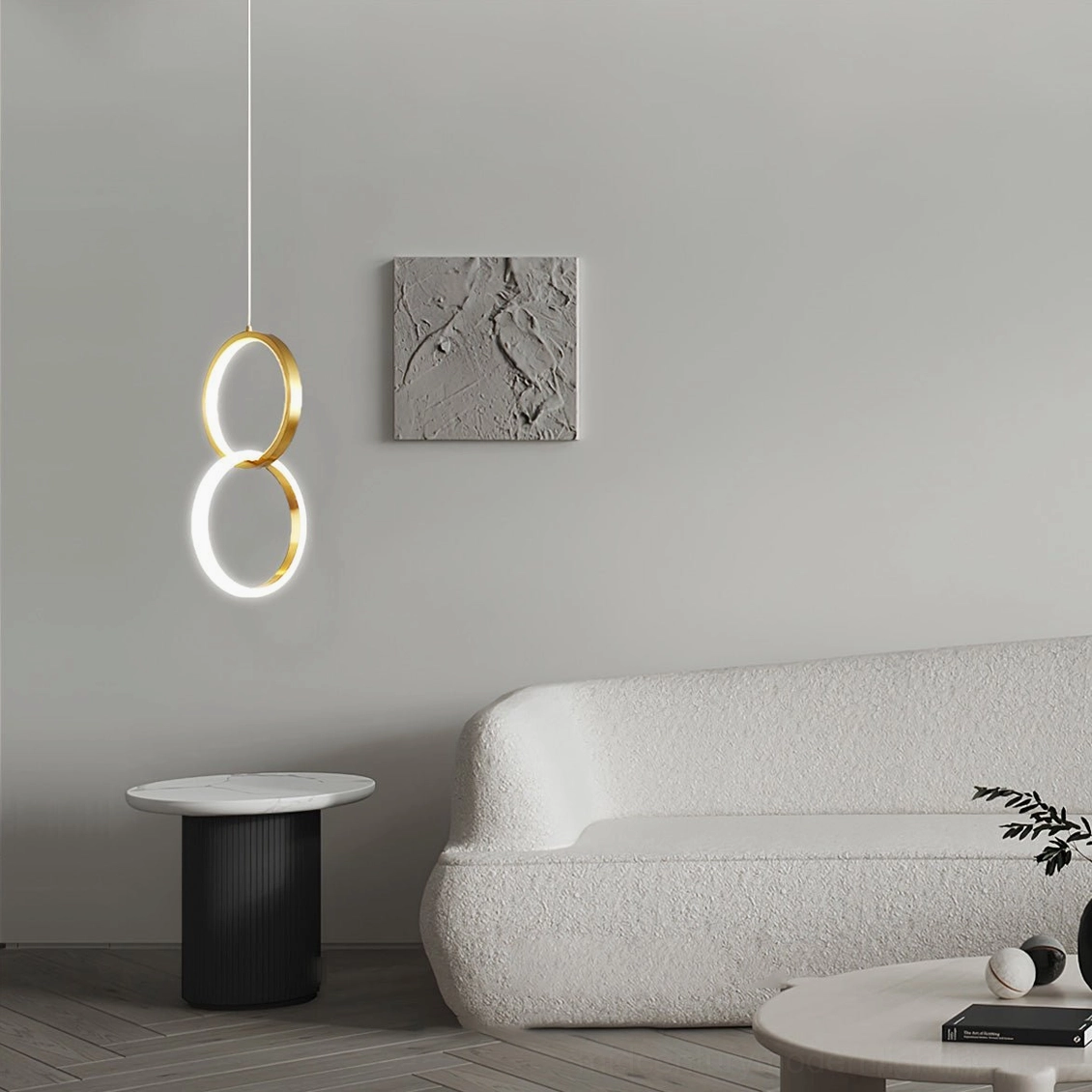 Rings brass ring pendant lamp contemporary interior design architectural lighting sculpture