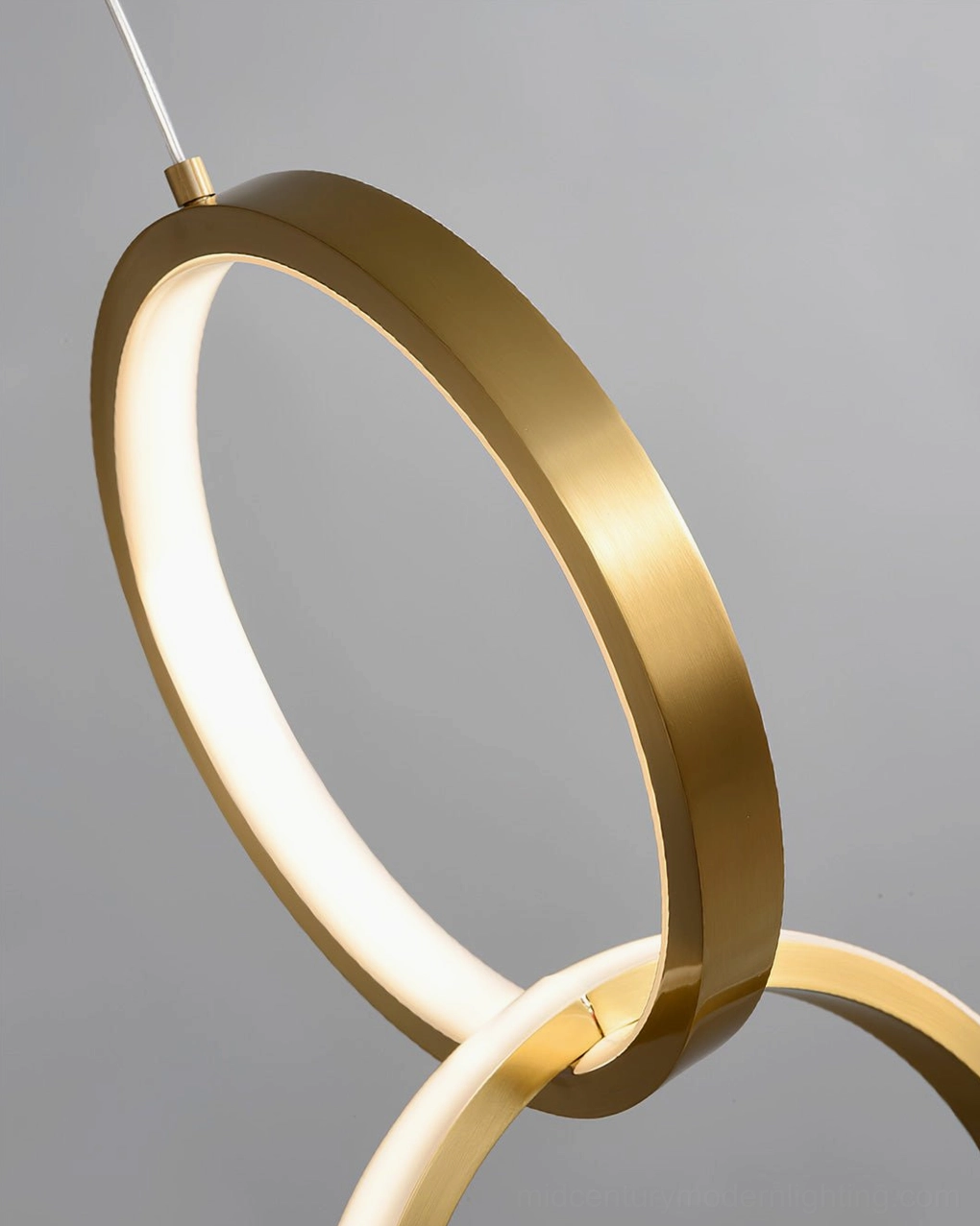Rings brass pendant lamp mid-century modern lighting design warm LED sculptural form