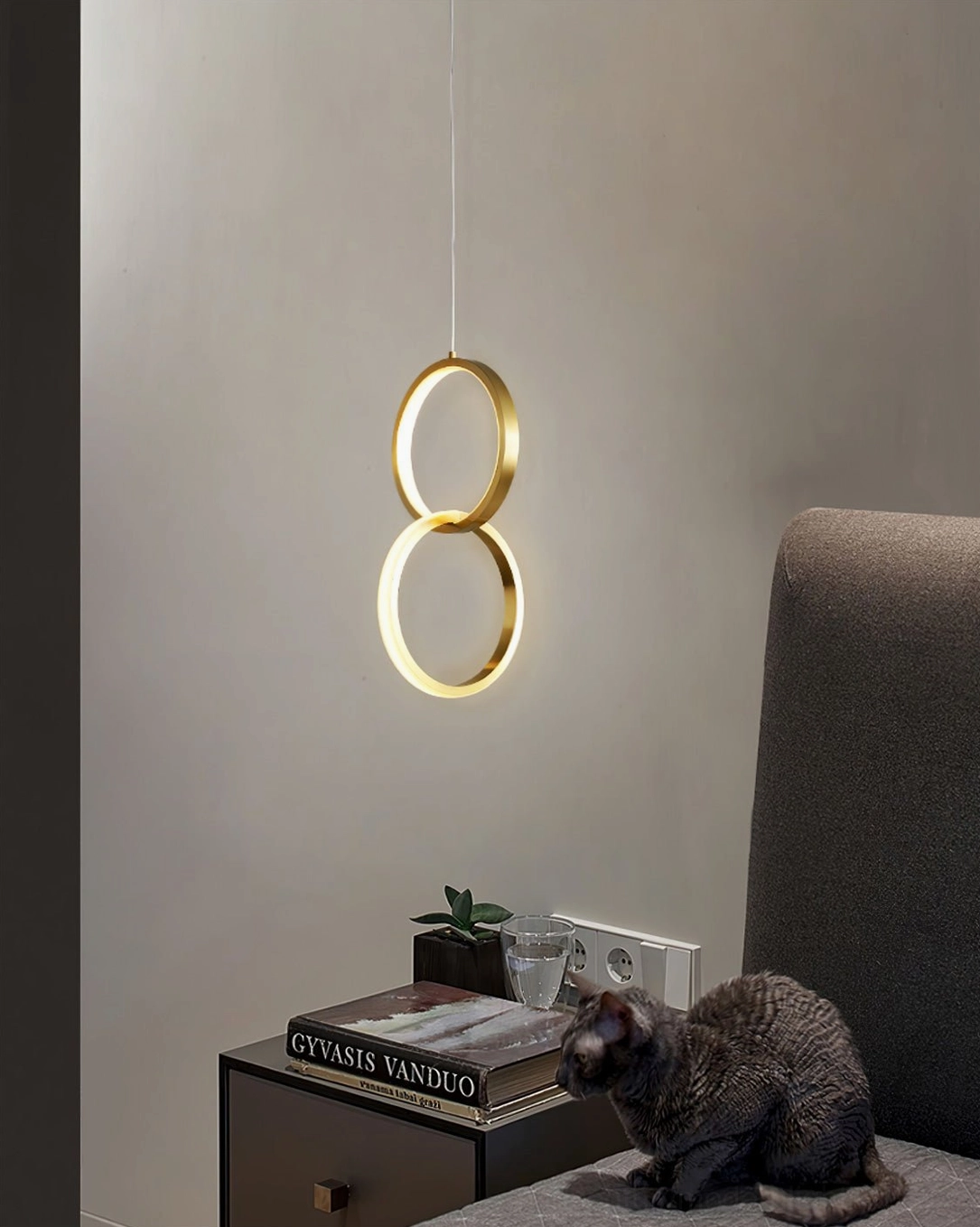 Rings double ring brass pendant lamp bedroom nightstand interior design modern minimalist luxury