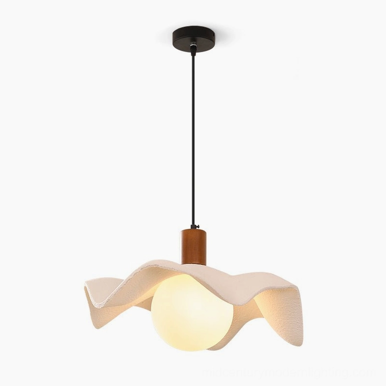 Rivale wavy pendant light large 15.7 inch diameter sculptural resin shade design