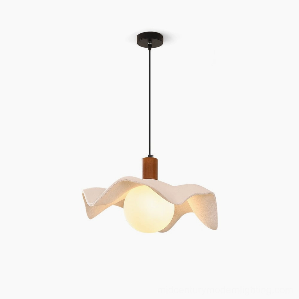 Rivale wavy pendant light overhead front view on minimalist white background