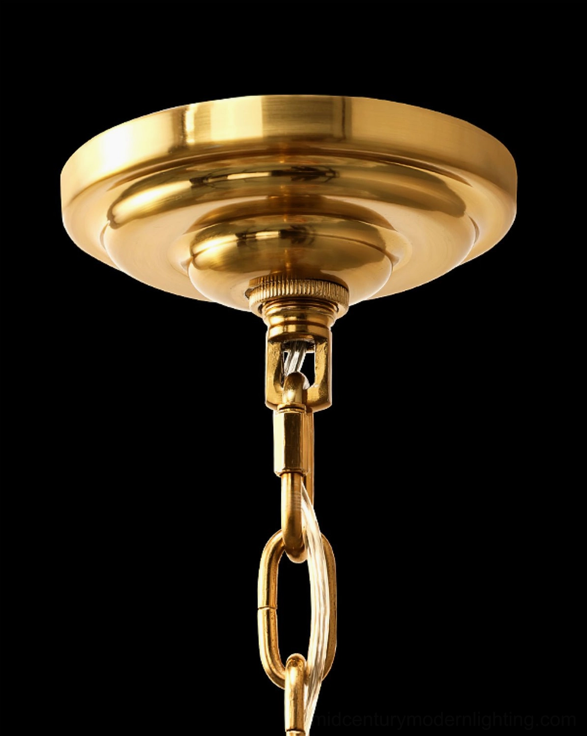 Rondini chandelier hanging fixture, sculptural glass orbs arrangement with gold metal suspension hardware