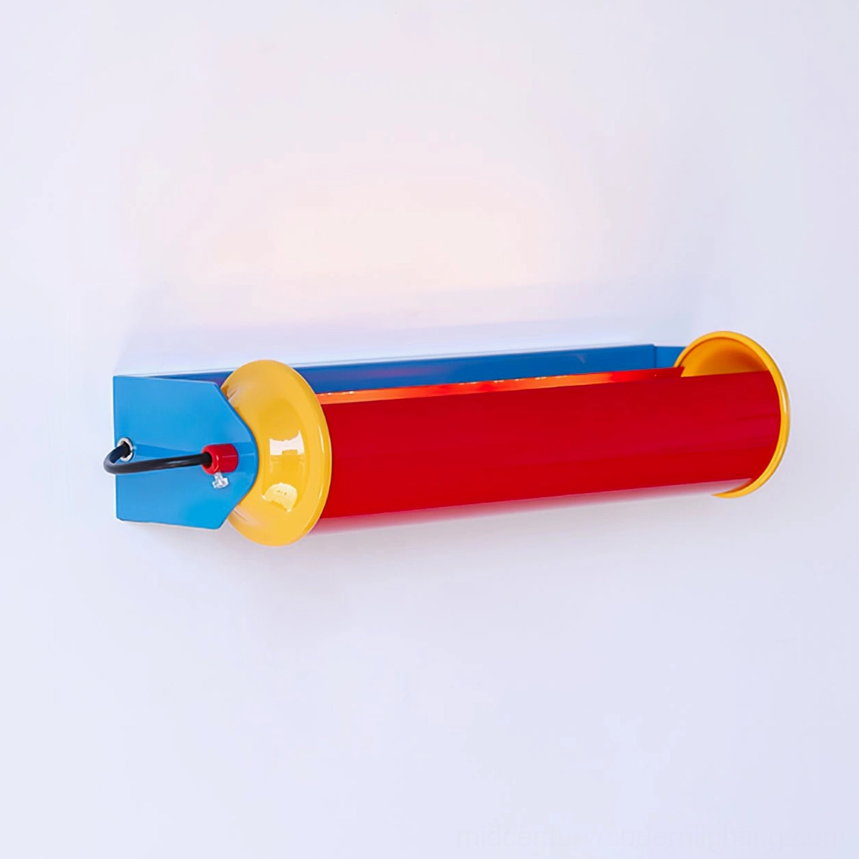 Rondo wall lamp bottom view with warm ambient light creating atmospheric glow