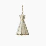 Rosalind Capiz Petal Pendant Light front studio view showing scalloped shell shade and brass frame