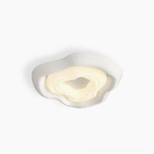 Roses Bloom modern sculptural ceiling light with petal diffuser design in white finish, overhead studio view with warm ambient glow