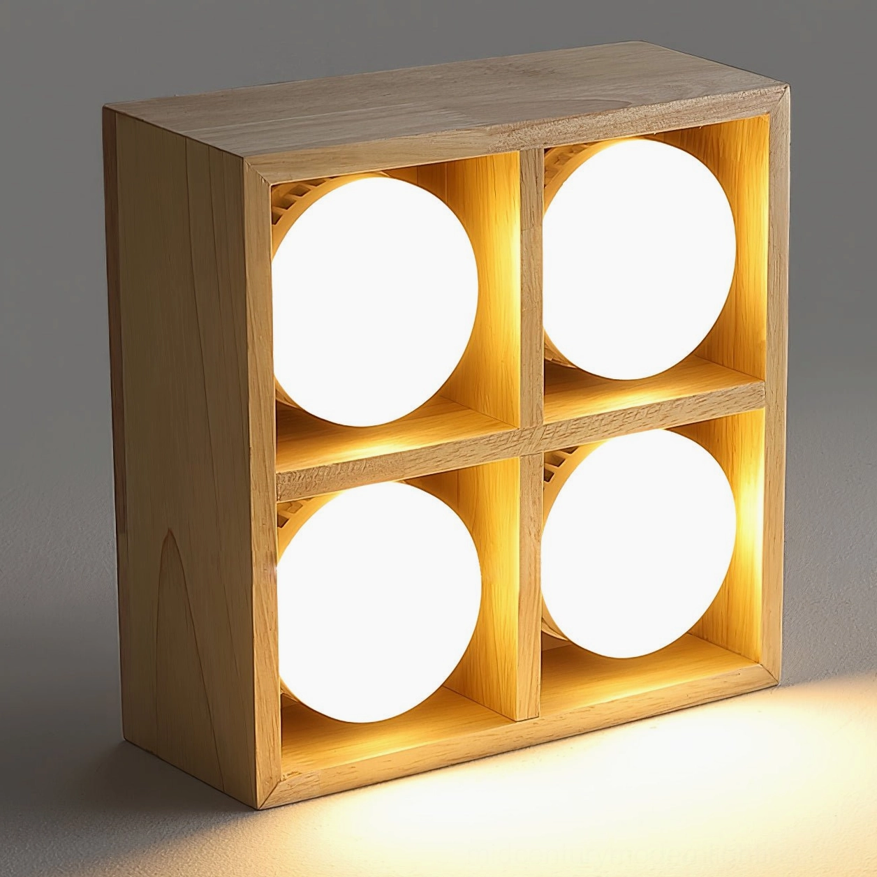 Rubber wood ceiling lamp mounted in contemporary space, showcasing natural material warmth and minimalist aesthetic