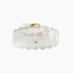 Ruby Round Semi-Flush Ceiling Lamp with Ribbed Clear Glass and Antique Brass Finish – Studio Product Shot