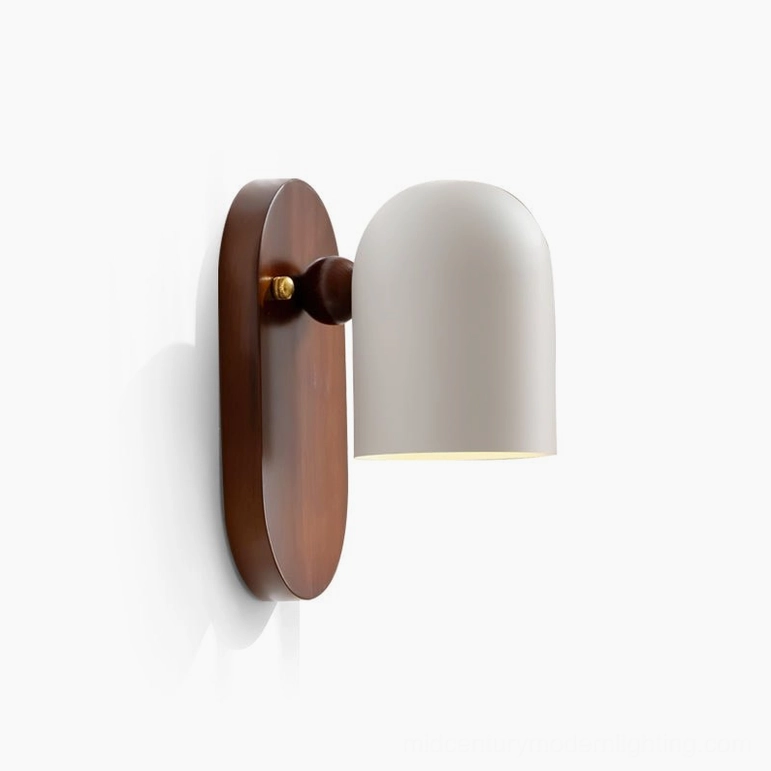 Sable mid-century modern wall sconce full product view walnut and white color combination