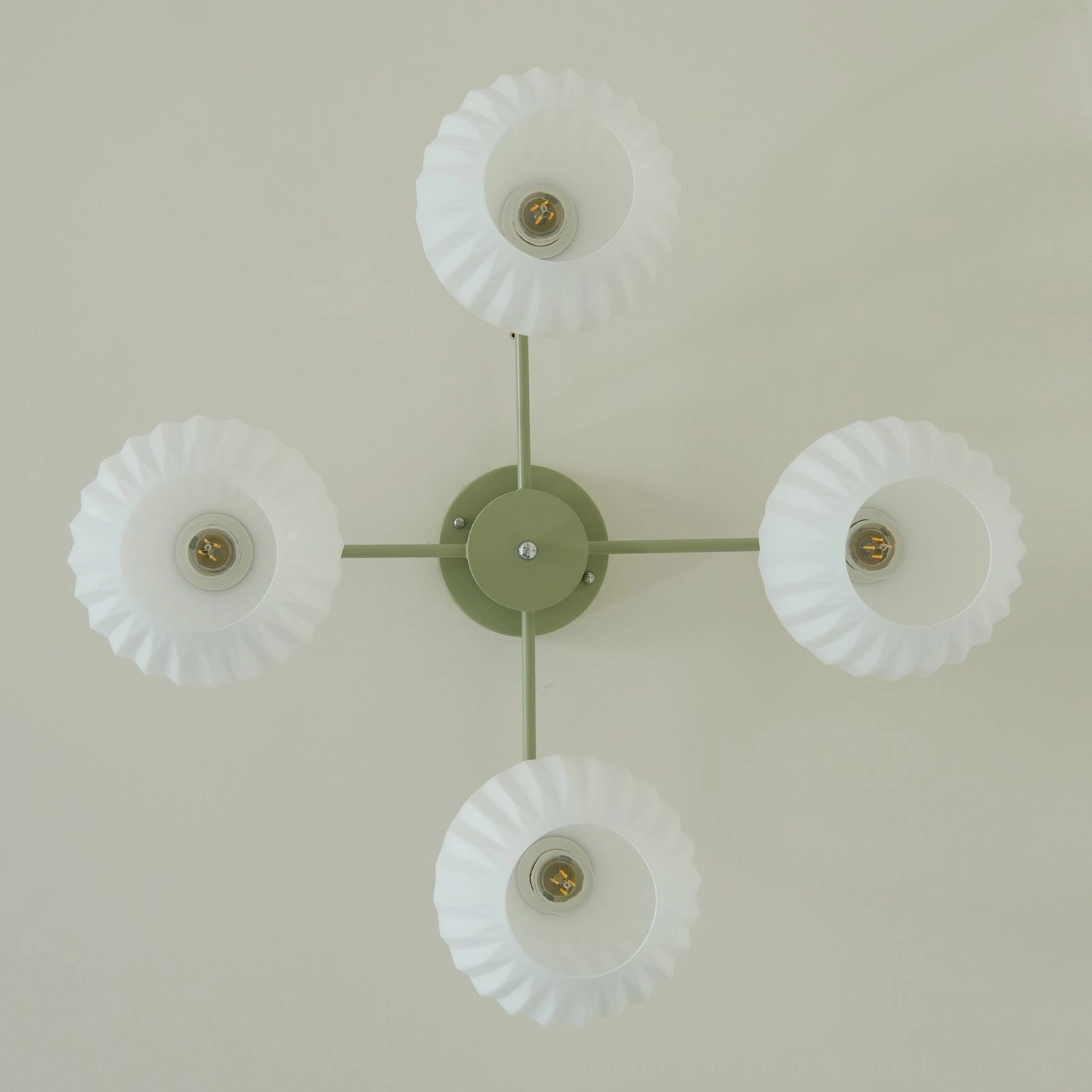 Sage green mid-century ceiling light fixture, studio product photography