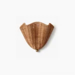 Sarasota handwoven rattan wall sconce with scalloped design in natural brown, front view on white background