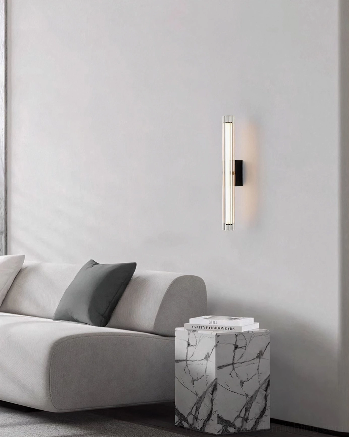 Saxon LED wall lamp minimalist design vertical glass shade fixture