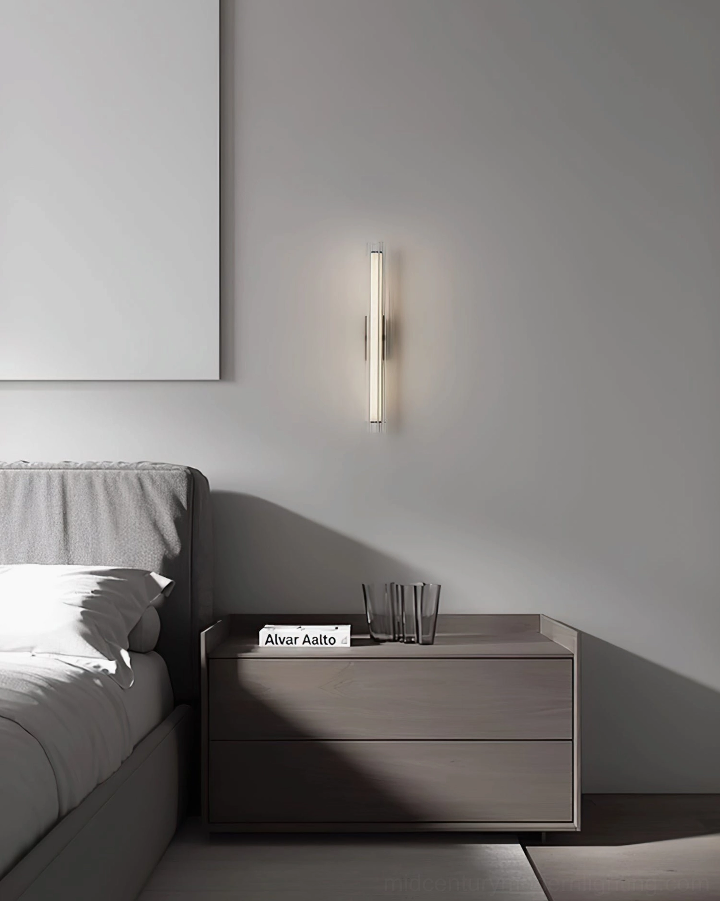 Saxon ribbed glass wall lamp modern black metal frame design