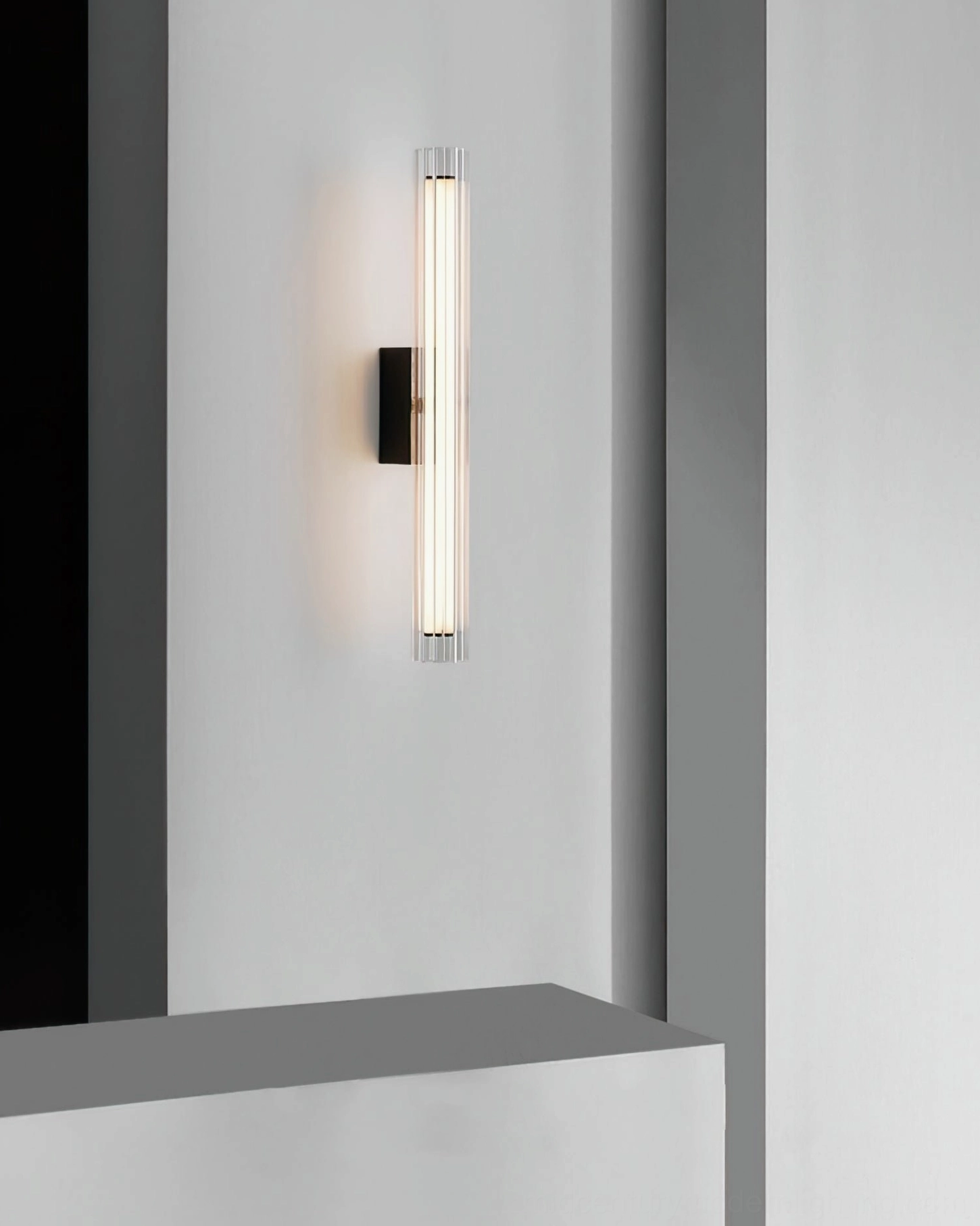 Saxon modern wall lamp architectural ribbed glass mid-century aesthetic