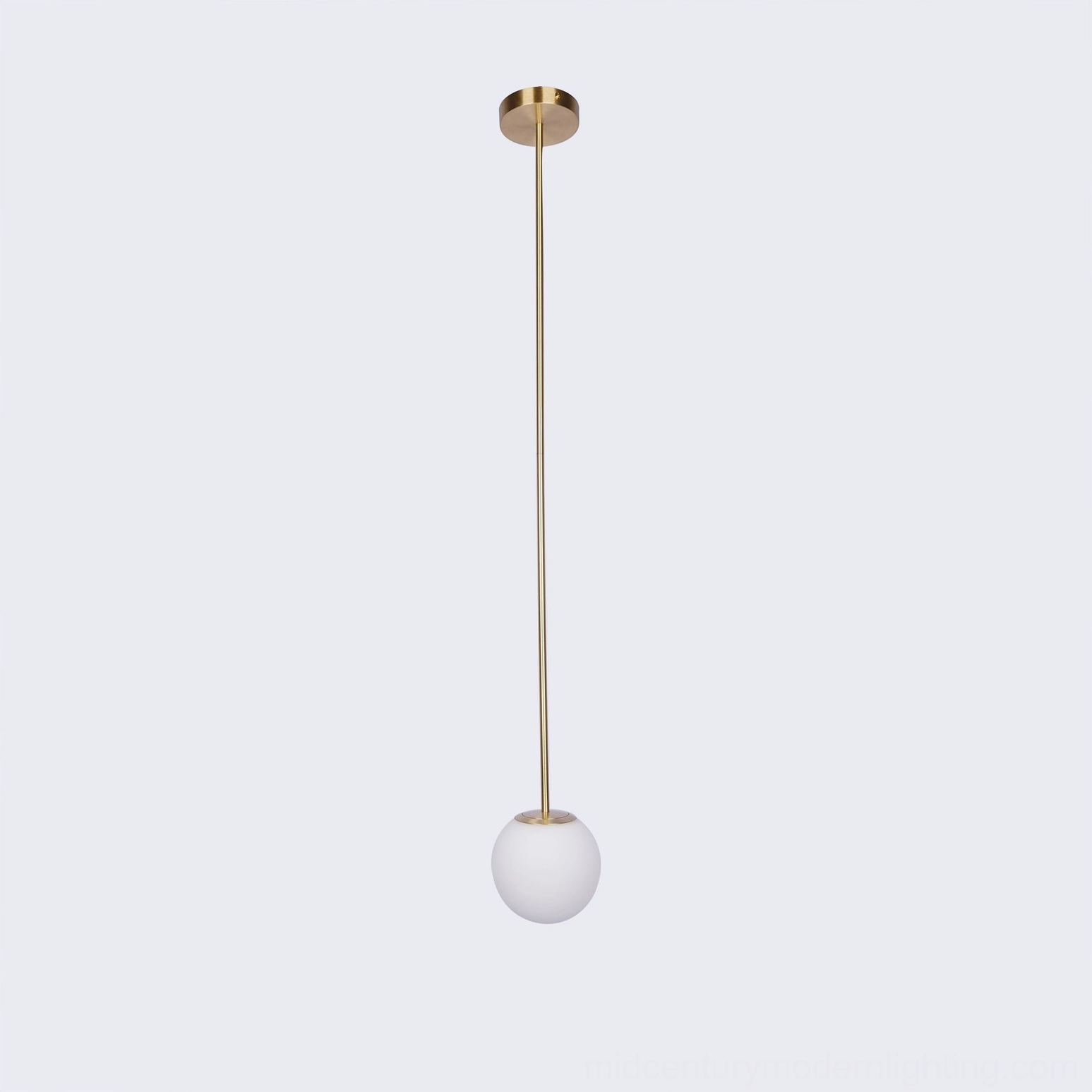 Scandinavian design brass globe pendant light in neutral interior palette