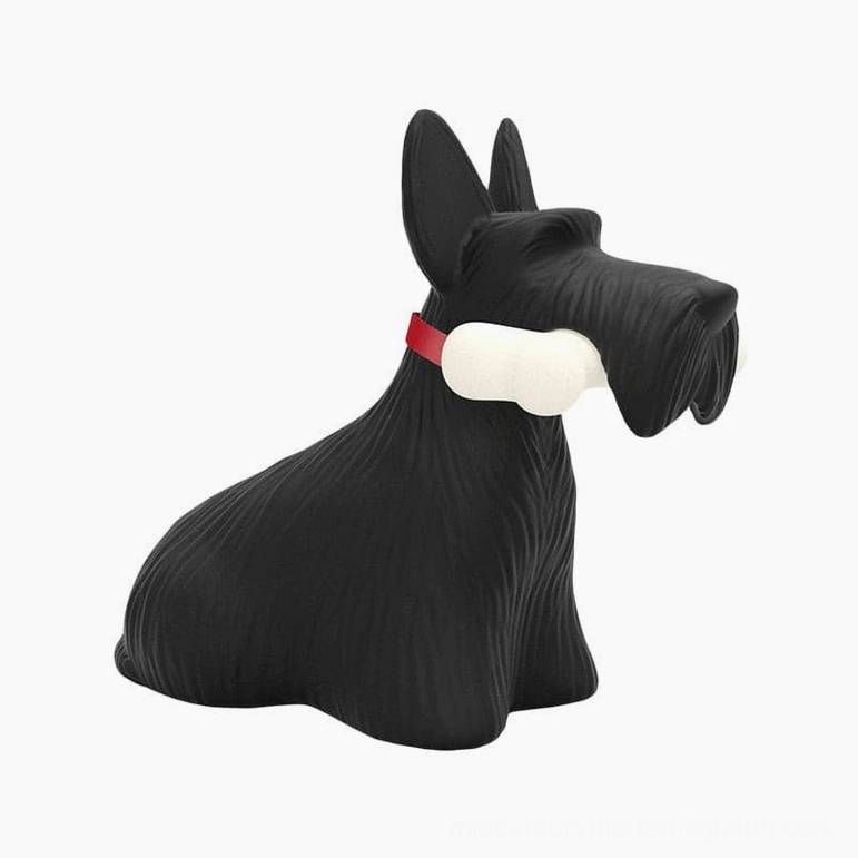 Black Scottie dog table lamp matte finish contemporary resin lighting fixture