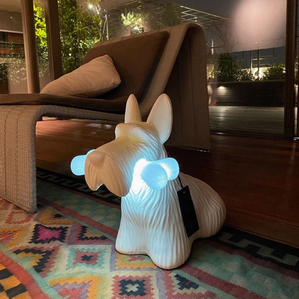 Black Scottie terrier resin lamp sculptural home office accent lighting