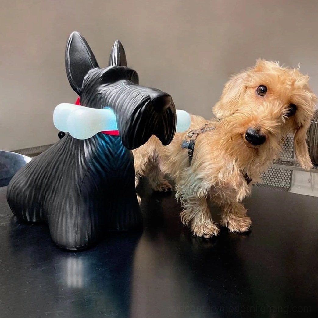 Black Scottie terrier lamp modern home office desk lighting sculptural accent