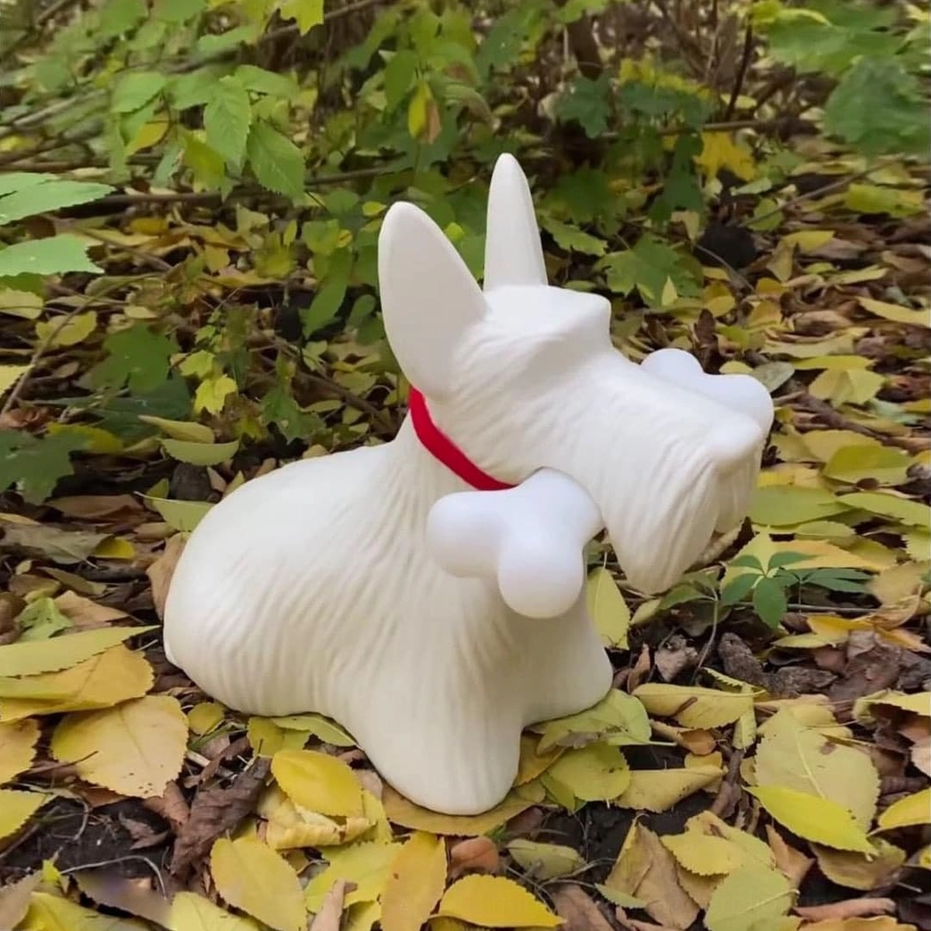 Scottie dog resin lamp front view anatomical detail and bone light glow