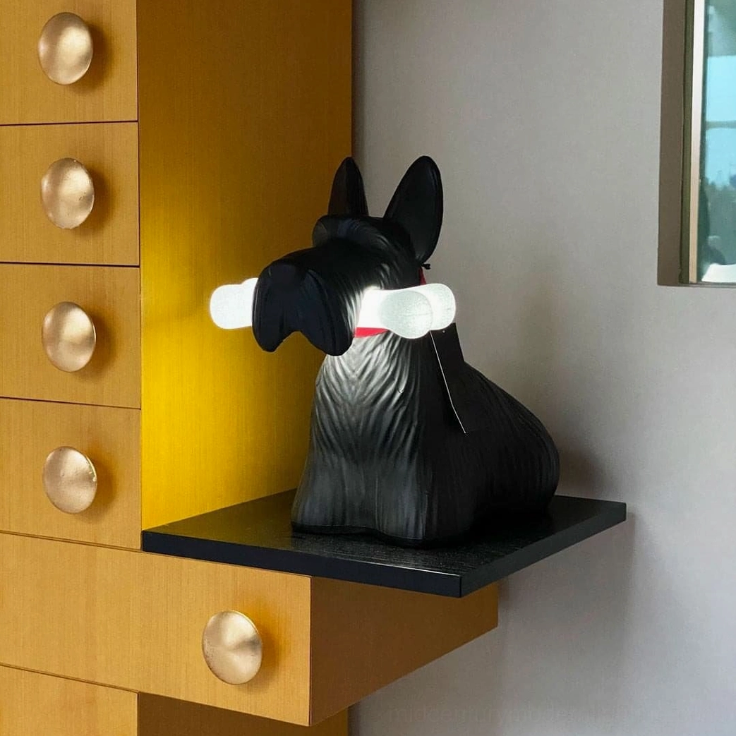 Scottie dog table lamp matte resin surface lighting fixture boutique design