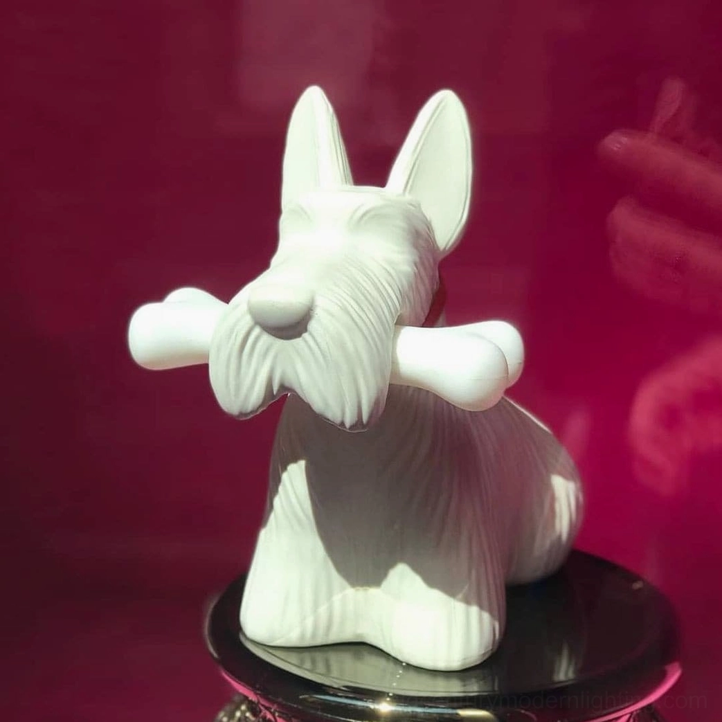 Scottie terrier table lamp red collar accent detail on sculptural form